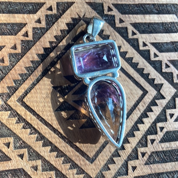 Ametrine & Amethyst 925 sterling silver pendant - Picture 6 of 9